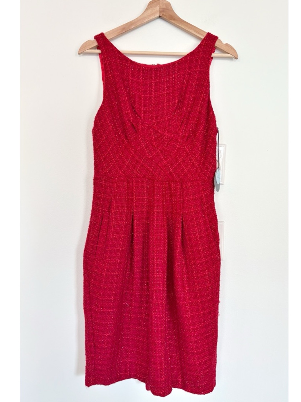 Anthropologie || Eva Franco Larkin‎ Metallic Tweed Dress Holiday Party Red 6 NWT